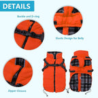 Geyecete Winter Warm Coat Waterproof Dog Winter Jacket with Harness Traction Belt,Pet Outdoor Jacket Dog Autumn and Winter Clothes for Medium, Small Dog-Orange-L