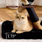 HITTITE Natural Solid Wood Cat Tree Tower with Scratching Post, 32 Inches Tall Modern Cat Tower with Cozy Bed and Platforms, Luxury Real Branch Cat Tree for Indoor Cats Large Adult, Black.