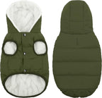 Fleece Hoodie, Windproof Waterproof Coat, Winter Warm Jacket, Cold Weather Pet Apparel Clothes Vest for Small Medium Large Dogs (XL, Green)