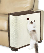 Upgraded Cat Scratch Furniture Protector,Cat Scratch Sofa Arm Sheild with 27.6’‘L*19.6’‘W Natural Sisal and Scratch Ball for Protecting Couch Sofa Chair Furniture (Brown/Left Handed)