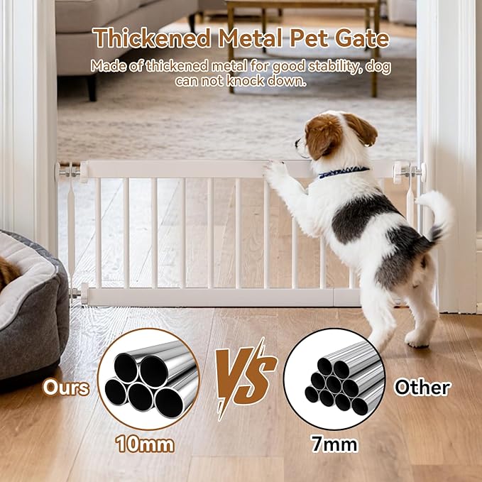 Short Dog Gate,18"-45" Adjustable Extra Wide Metal Short Dog Gate to Step Over, 13" Tall Small Pet Gate with 3 Extension Kits