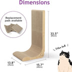 Necoichi Cardboard Cat Scratcher Wall for Indoor Cats - Cat Scratching Board, Cat Scratch Pad Lounger with Reversible Usability and Extra Comfort for Lounge, Curved (Oak, Large)
