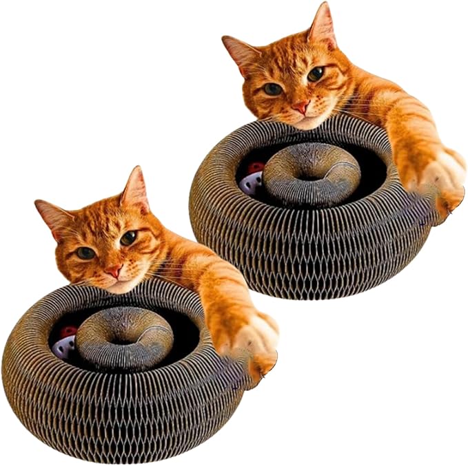 Cat Scratcher, Cat Toy, Magic Organ Cat Scratching Board with Ball Adventure Interactive Mental Physical Exercise for Indoor Cats Foldable Toy (2pcs)