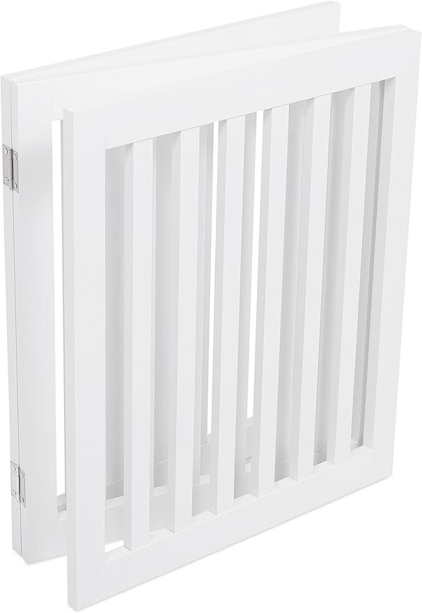 INTERNET'S BEST Dog Gate Indoor Freestanding Pet Barrier, Folding Wood Dog Fence, Extra Wide Doorway Puppy Gate, Indoor Animal Privacy Panel, Wooden Cat Fence - 3 Panel - 24", White