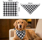 Dog Bandanas 1 Pack; Cotton Linen Black Checkered Bandana for Large Dogs; Soft Breathable Dog Accessories; Classic Dog Apparel & Accessories