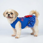 Fitwarm All American Girl Dog Dress - Patriotic Tulle Dress for Small Dogs, Royal Blue, Red, White, XXS