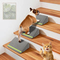 JoyBlooms Dog Ramp for Stairs for Small & Senior Dogs Cats, 40D Density Foam Gentle Slope Non-Slip Dog Stair Ramp with Glow Strip, Pet Ramp with Removable Washable Cover Gray-3pcs