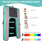 Inflatable Dog Water Ramp, High Stability Floating Ladder, Inflatable Non-Slip Steps, Mint Green Raft- Portable and Durable for Pools, Lakes, Docks and Boats（Up to 230lbs）