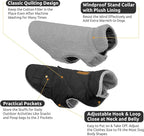 Queenmore Dog Winter Coat Warm Puffer Jacket Waterproof Plush Lining Thermal Cold Weather Vest for Small Medium Large Dogs, Windproof Easy On Pet Jacket Black S