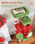 PEQULTI Christmas Cat Tree for Large Cats with Metal Frame Big Hammock, Cat Tower for Indoor Cats with 2 Door Condo House, [56.3"=143cm] Multi-Level Cat Shelves with Scratching Posts and Top Perch