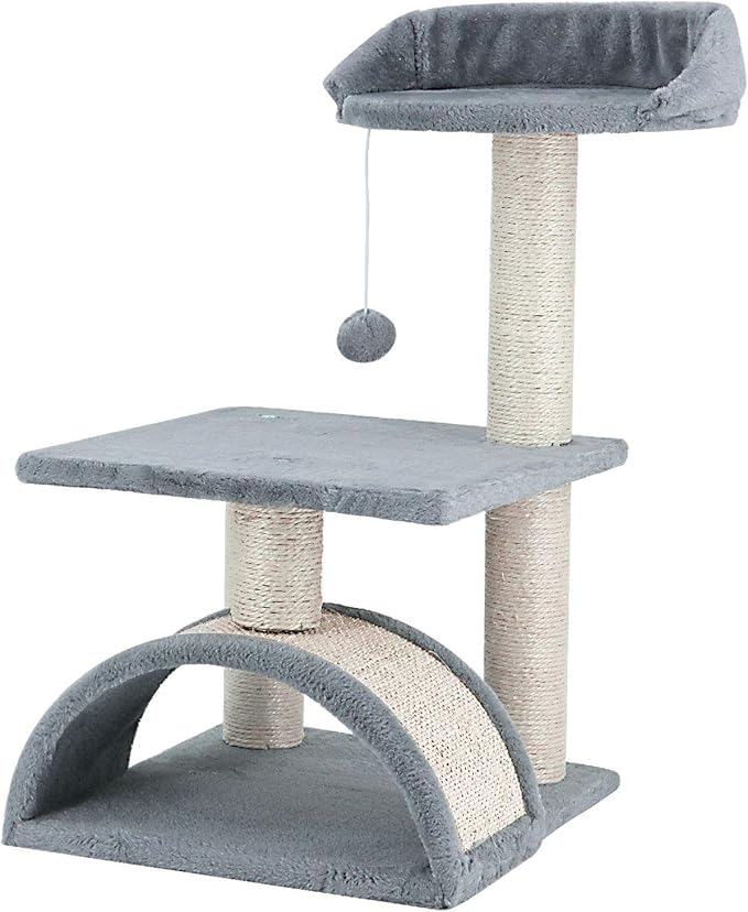 ScratchMe Tree Condo with Scratching Post, Cat Tower Pet Play House with Toy,24.4 inch(62cm), Grey