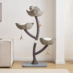52” Tall Modern Gray Cat Tree Tower for Large Cats| Cat Scratching Posts with Hand-Woven Baskets | Luxury Cat Condo for Indoor Multiple Cats | Cat Furniture for Gifts （52” Gray ）