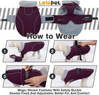 Lelepet Warm Dog Coat Waterproof Dog Jacket for Small Dogs Reflective Fleece Vest with Adjustable Buckle Hook & Loop Windproof Cold Weather Coats for Small Medium Large Dogs, Dark Purple, S