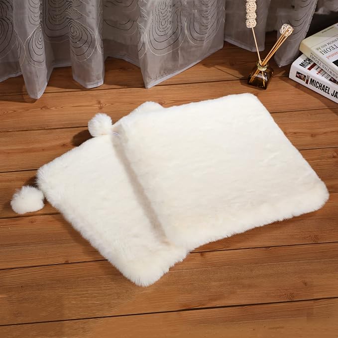 SHENGOCASE 2-Pack 10.6"x10.6" Square Faux Rabbit Fur Cat Dog Bed Cushion Pad Mat, Cat Tree Tower Replacement Cushion Pad for Window Perch Carrier House Cage Crate Kennel Furniture