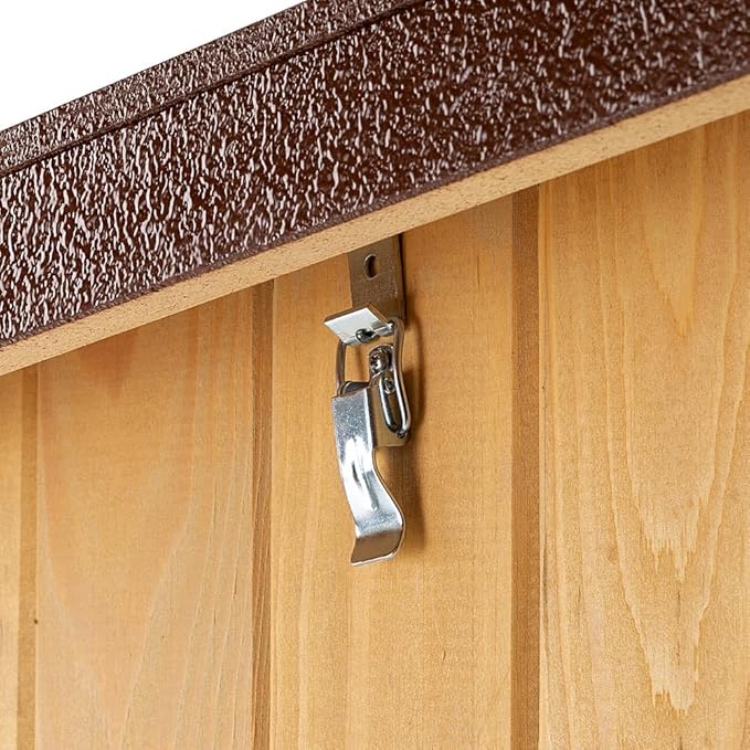 Ferplast Dog Kennel House BAITA 100 in FSC Wood, Insulating Plastic Feet, Aluminium Chew-Proof Door, Opening Roof