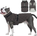 Kuoser Dog Coat Warm Fleece Lining Turtleneck Dog Jacket with Harness Built-in, Adjustable Windproof Cold Weather Coats with Quick Release Buckle Pet Winter Snowsuit for Extra Large Dogs, Grey 2XL