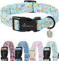 ARING PET Easter Dog Collar, Cute Mint Green Chick Egg Floral Pet Collars with Quick Release Buckle for Puppy Small Medium Large Boy Girl Dogs-S
