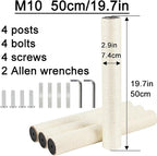 4 Pcs 2.9in 7.4cm Diameter Cat Scratching Post Replacement Pole Parts for Cat Tower (M10, 19.7in/50cm)