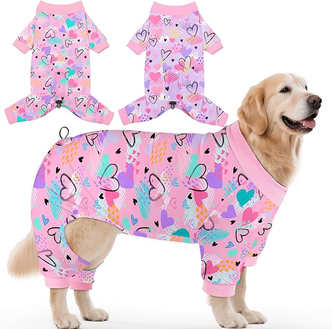 Glittme 2PACK Dog Pajamas Soft Dogs Clothes for Small Medium Dogs Elastic Cats Apparel Breathable Dog Pjs for Puppy