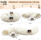 Grelife Cat Tunnel Bed for Indoor Cats, Cute Cat Tunnel Toys, Cat Donut Tunnel Toys with Washable/Removable Cushion, Non-Slip Base, for Cats, Kittens, Small Pets (White)