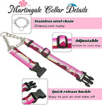 Martingale Dog Collars with Stainless Steel Chain, Reflective No Pull Walking Training Collar with Quick Release Buckle, Adjustable Slip Chain Nylon Dog Collars for Small Medium Large Dogs