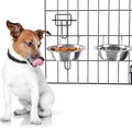 Set of 2 Stainless-Steel Dog Bowls - Cage, Kennel, and Crate Hanging Pet Bowls for Food and Water - 20oz Each and Dishwasher Safe by PETMAKER,Silver