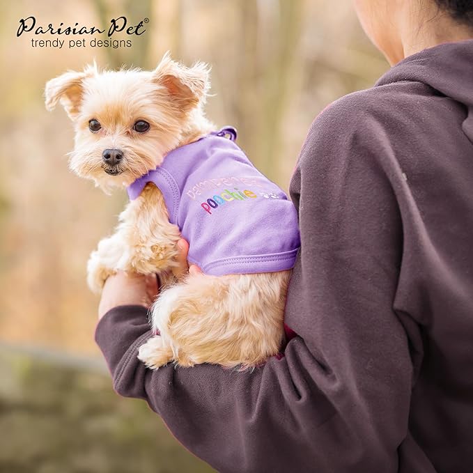 Parisian Pet Dog Shirt – 100% Cotton Shirts for Large Dogs – Sleeveless Pampered Poochie Puppy Clothes – Lightweight and Breathable Dog Apparel – Funny Dogs Clothes - Stretchy Pet T Shirts