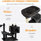 58" cat Tree Tall, Large Multi-Level Cat Condo with Sisal Leaf Scratching Posts, Sturdy Construction Easy Assembly, Indoor Pet Furniture,Dark Gray