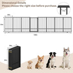 Full Metal Freestanding Dog Gate with Door, 32''Height Foldable Pet Dog Fence for Indoor & Outdoor, 8 Panels Extra Wide Free Standing TallDog Gates for Doorways,House,Stairs,Porch,Deck,Yard