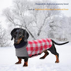 Dog Winter Coat,Dachshund Clothes,Waterproof Miniature Dachshund Jacket,Small Dogs Coat with Harness Hole,Doggie Jumper with Turtle Neck,Pet Dog Clothes British Style-Pink Plaid-L