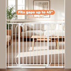 29"-45" Baby Gate for Stairs, Auto Close Stroller Friendly Dog Gate Indoor for Doorways, Pressure Mounted Baby Gate, Easy Walk Through Gate for Children & Pets, White