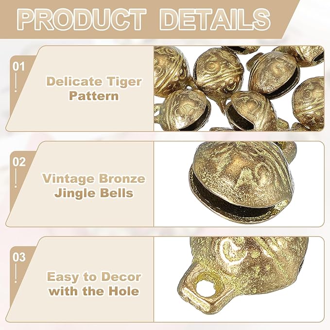 uxcell 16 Pcs Vintage Bronze Jingle Bells, 16mm Tibetan Jingle Bells for Crafts, Small Rustic Decorative Metal Bell for Dog Cat Pet Collar DIY Crafts Home Door Christmas Decor