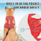 BARKBAY No Pull Dog Harness Large Reflective Dog Harness with Front Clip and Easy Control Handle for Walking Training Running with ID tag Pocket(Red,XS)