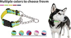 Martingale Dog Collars with Stainless Steel Chain, Reflective No Pull Walking Training Collar with Quick Release Buckle, Adjustable Slip Chain Nylon Dog Collars for Small Medium Large Dogs