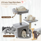 Tangkula 80 Inch Tall Cat Tree, Multi-Level Cat Tower with Sisal Scratching Posts, 2 Condos, Plush Perch, Hammock, Basket, Dangling Toys, Cat Climbing Furniture for Indoor Cats (Light Gray)