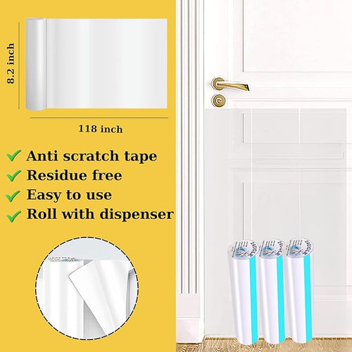 118" x 8.2" Door Protector from Dog Scratching Guard - Dog and Cat Scratch Door Protector - Anti Scratch Tape for Pet - 100% Transparent.