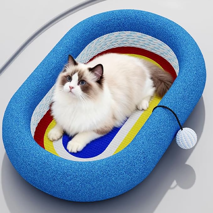Cat Scratch Pad | Sisal Oval Bed Toys,Kitten Scratch Mat Furniture Protector - for Small Large Breed Balcony Living Room Bedroom Home Travel Indoor Daily All-Season