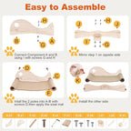 Extra Large 3-in-1 Cat Scratcher Bed with Toy Balls: Natural Sisal Scratching Pad, Cat Indoor Scratching Bed for Large Cats Non-Tip Wood Base Multi-Cat Scratching Board & Scratching Couch Fish Design