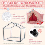 Jiupety Indoor Dog House with Frame, Cute Dog Tent Bed with Cover Cave, Breathable, Washable, and Foldable House, Suitable for 20-40 Lb, Large (25"×25"×25"), Pink