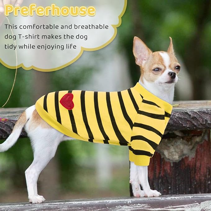 Pet Dog Striped T-Shirt Dogs Cats Cotton Vest Spring Summer Pet Apparel Tee Shirt Suitable for Small and Medium Large Pets French Bulldog Bichon