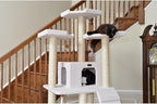 Asian Allure Classic Cat Tree in Ivory, Galaxy Approved, Multi Levels with Ramp, Three Perches, Rope Swing, Two Condos