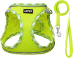 AMTOR Small Dog Harness with Leash Set, No Escape Easy Walk Puppy Harnesses for Training Walking, Step-in Reflective Soft Dogs Vest for XS S Medium Extra-Small Large Sized Dog(XL Size,Green/White)