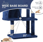 36-Inch Ergonomic Cat Activity Tower with Sisal-Wrapped Columns & Toys - Modular Design Saves Floor Space While Providing 3-Tier Vertical Play Zones for Multiple Indoor Cats（Navy Blue）