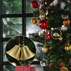 MrMrKura 2 Pieces Vintage Style Brass Hanging Bell Cowbell Door Bell Polished Brass Bells Hanging Rope for DIY Elephant Dog Camel Bells Christmas Bells Garden Christmas Tree Decoration