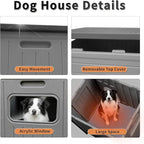Rockever Dog House Outdoor Indoor for Large Dogs, Insulated Dog House with Mat, Plastic Elevated Outdoor Dog House Waterproof Dog Kennel with Window, Clean Easily(L & Mat)