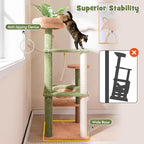 PETSITE 60 inch Cactus Cat Tree Tower, Multi-Level Cat Tower with Sisal Scratching Posts, Sisal Rope, Hanging Ball, Self Groomer and Decorative Faux Plant, Cute Cat Tree for Indoor Cats