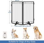 Metal Free Standing Dog Gate with Cat Door for Indoor/Outdoor,40" Extra Wide Foldable Pet Gate,36" Tall Puppy Fence for Large Openings Stairs,Deck,Yard,Doorways(2 Panels,Black)