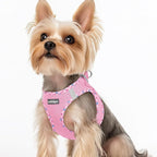 rabbitgoo Small Dog Harness, Step-in Soft Mesh Puppy Vest with Safety Buckle, Breathable Reflective Pet Harness for Small Sized Dogs, Pink & Plaid Trim XS