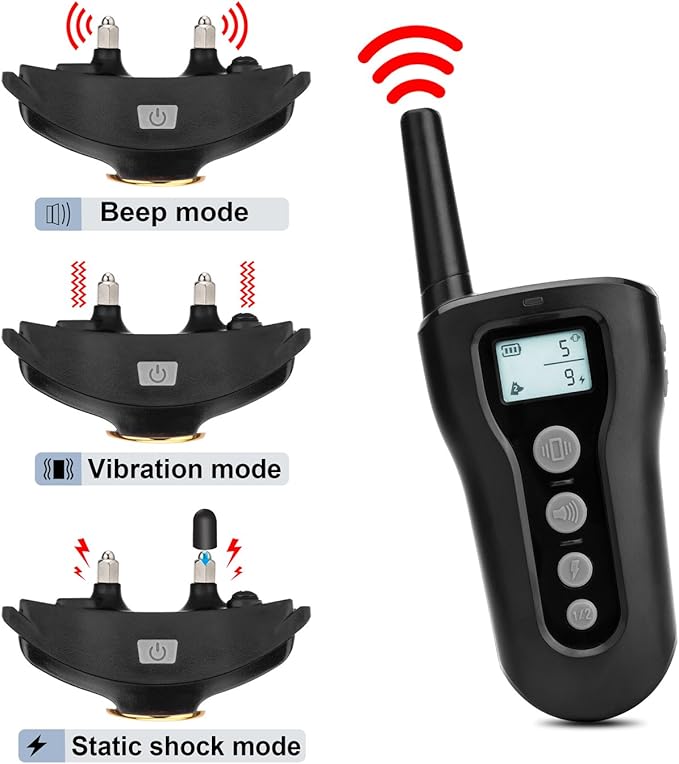 Bousnic Dog Training Collar 2 Dogs Upgraded 1000ft Remote Rechargeable Waterproof Electric Shock Collar with Beep Vibration Shock for Small Medium Large Dogs (15lbs - 120lbs)