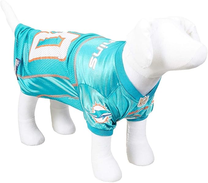 Pets First NFL Miami Dolphins Dog Jersey, Size Large, Football Shirt Costume for Pet, Dog Sports T-Shirt, NFL Team Clothing for Cats, Licensed Pet Apparel Available in 7 Sizes and 32 Teams